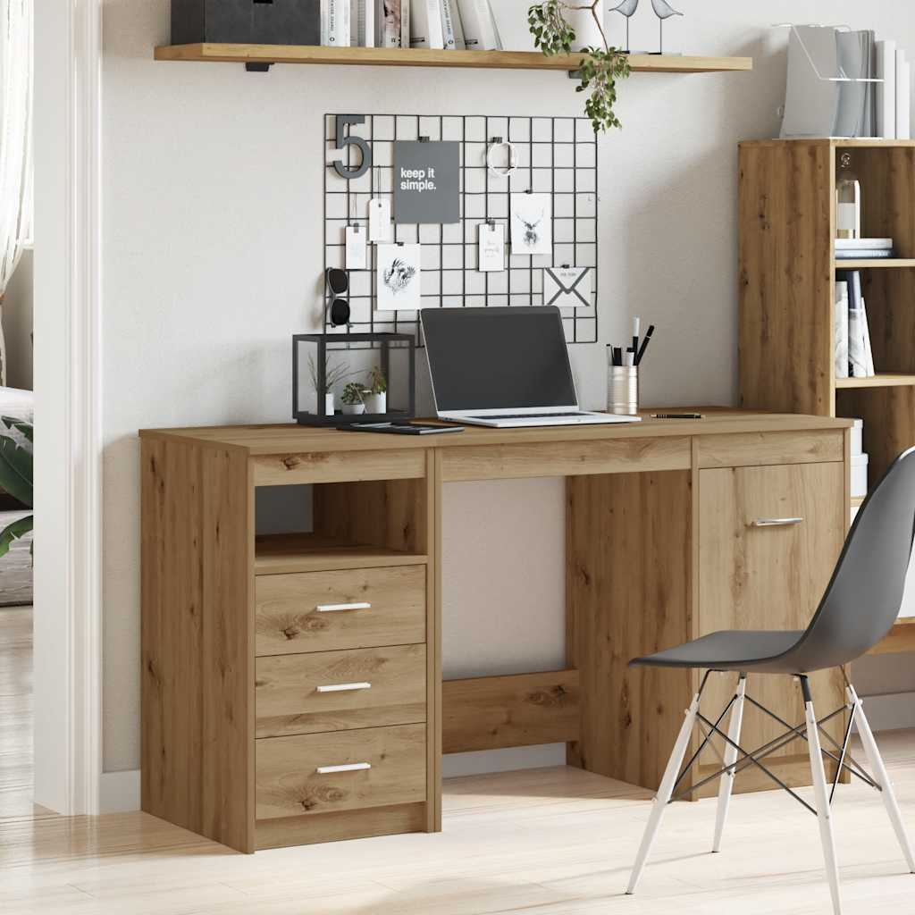 Desk With Cabinet Engineered Wood