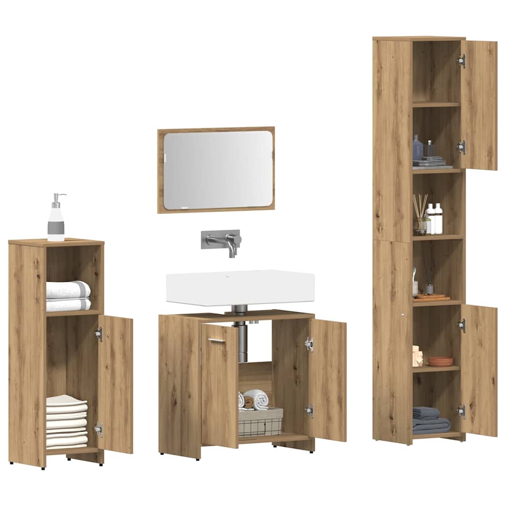 4 Piece Bathroom Furniture Set Engineered Wood