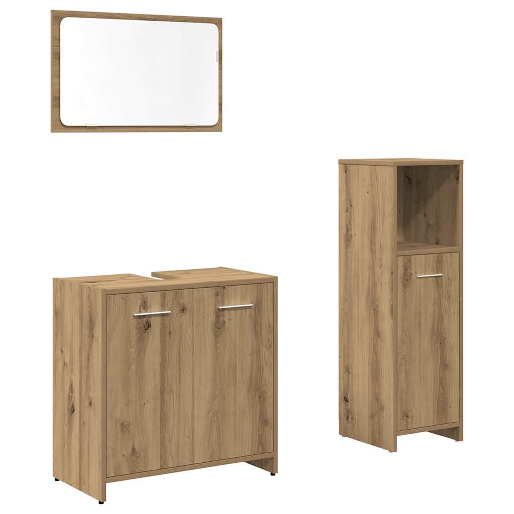 3 Piece Bathroom Furniture Set Engineered Wood