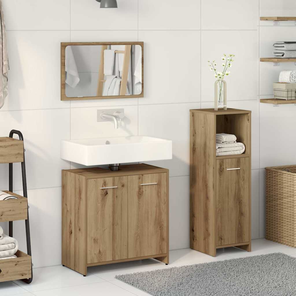 3 Piece Bathroom Furniture Set Engineered Wood