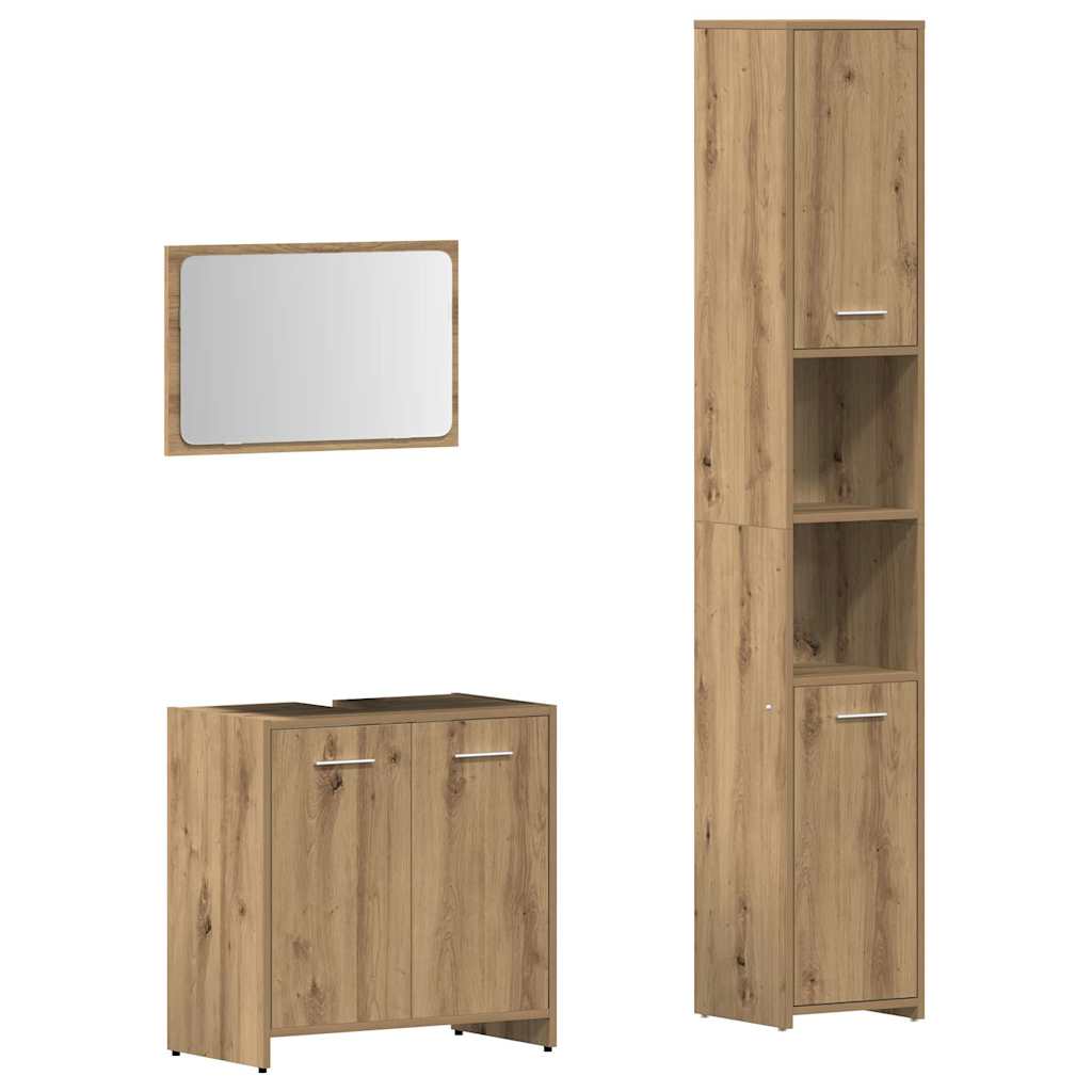 3 Piece Bathroom Furniture Set Engineered Wood