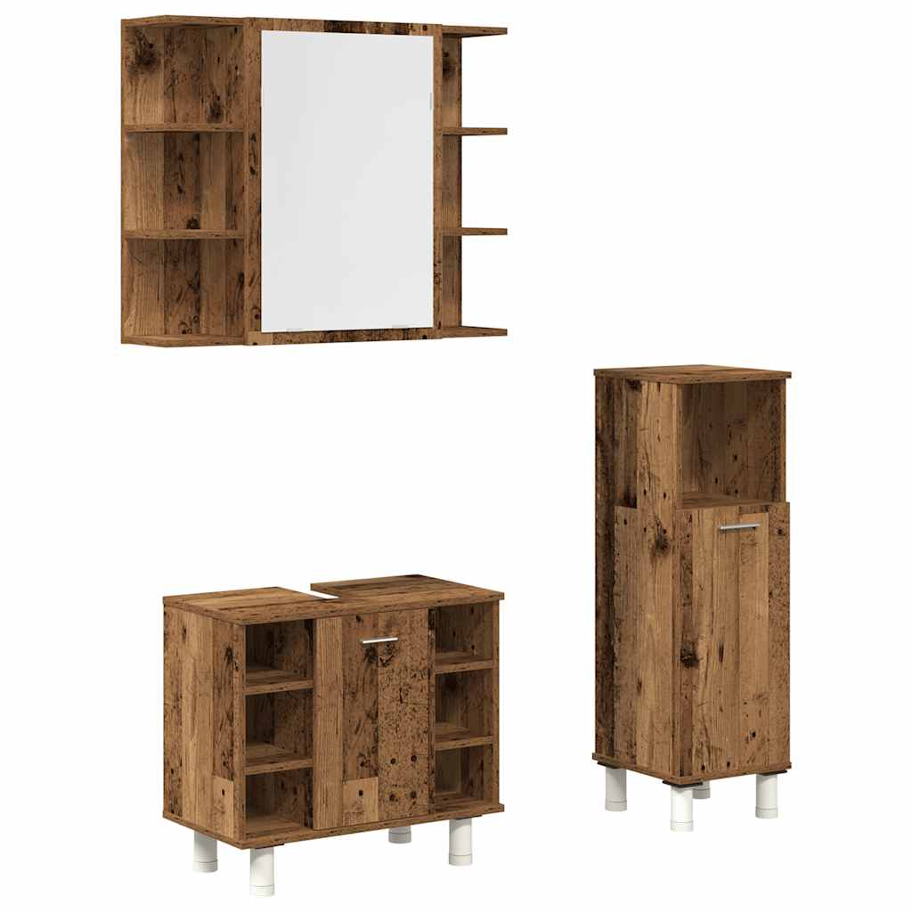 3 Piece Bathroom Furniture Set Engineered Wood