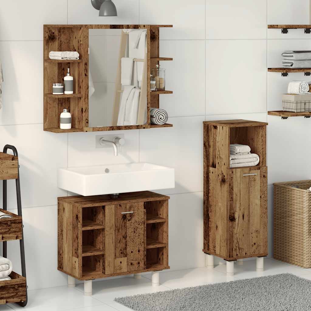 3 Piece Bathroom Furniture Set Engineered Wood