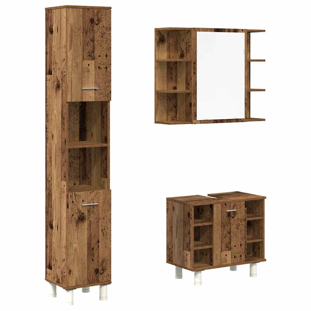 3 Piece Bathroom Furniture Set Engineered Wood