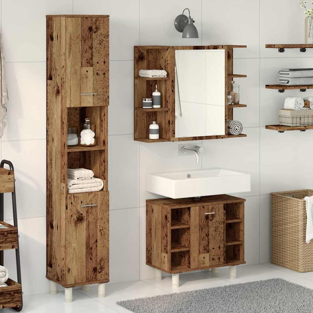 3 Piece Bathroom Furniture Set Engineered Wood