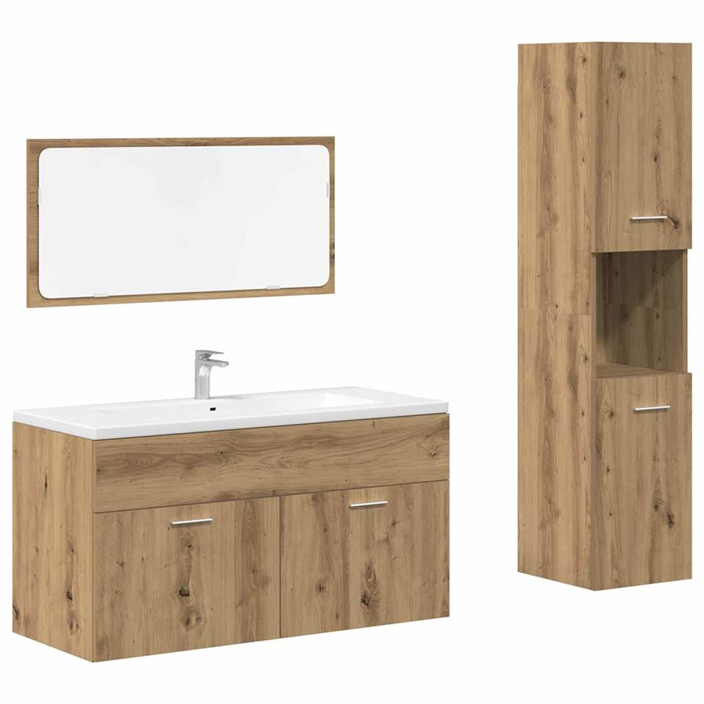 3 Piece Bathroom Furniture Set Engineered Wood