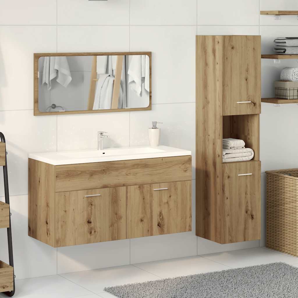 3 Piece Bathroom Furniture Set Engineered Wood