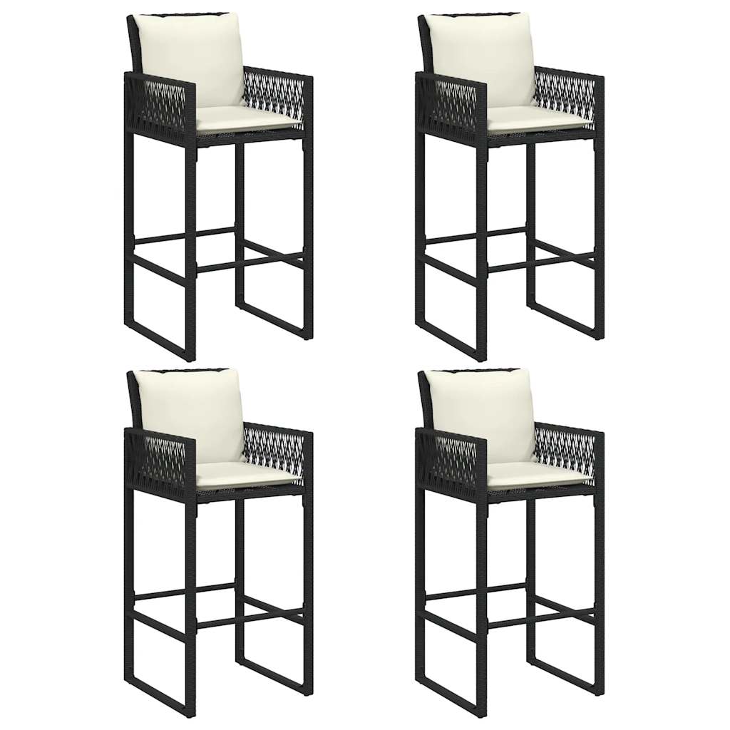 5 Piece Garden Bar Set With Cushions Poly Rattan Acacia