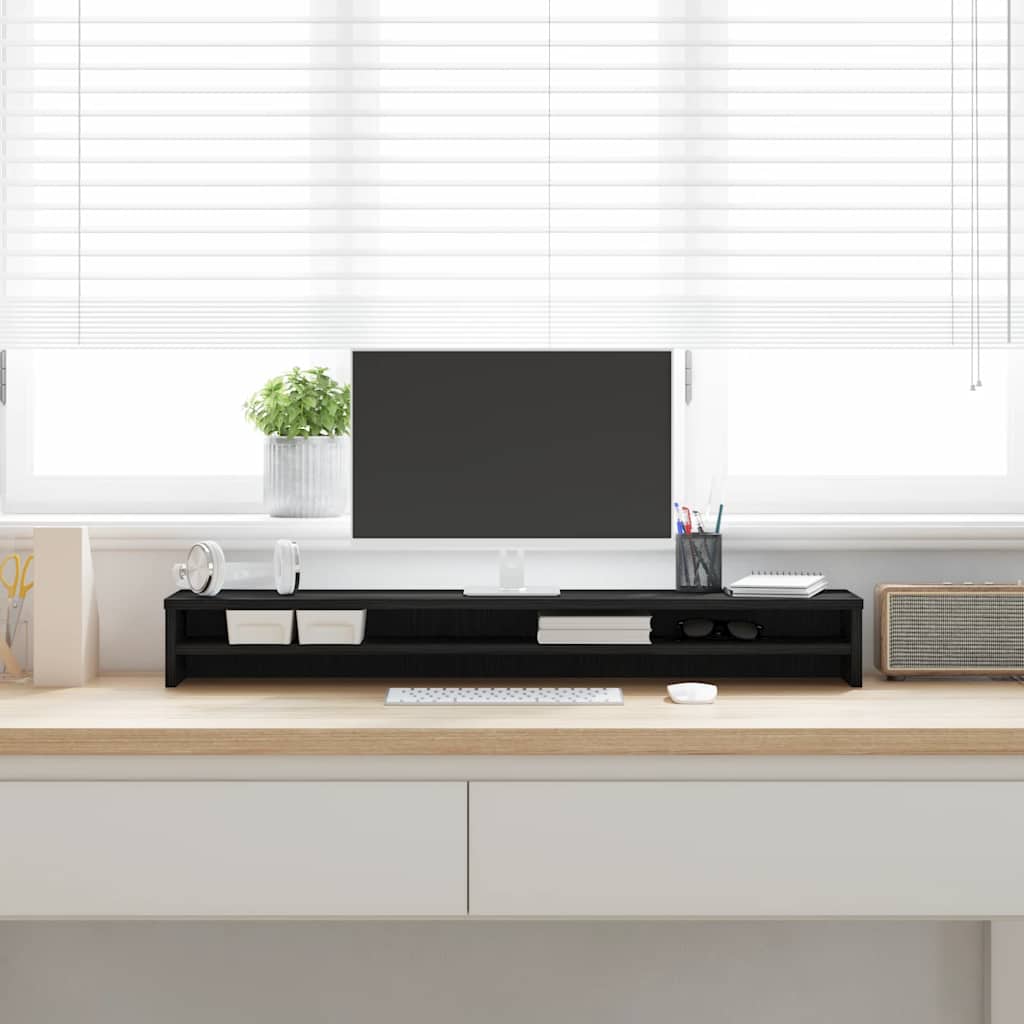 Monitor Stand Black Oak 100X24X13 Cm Engineered Wood