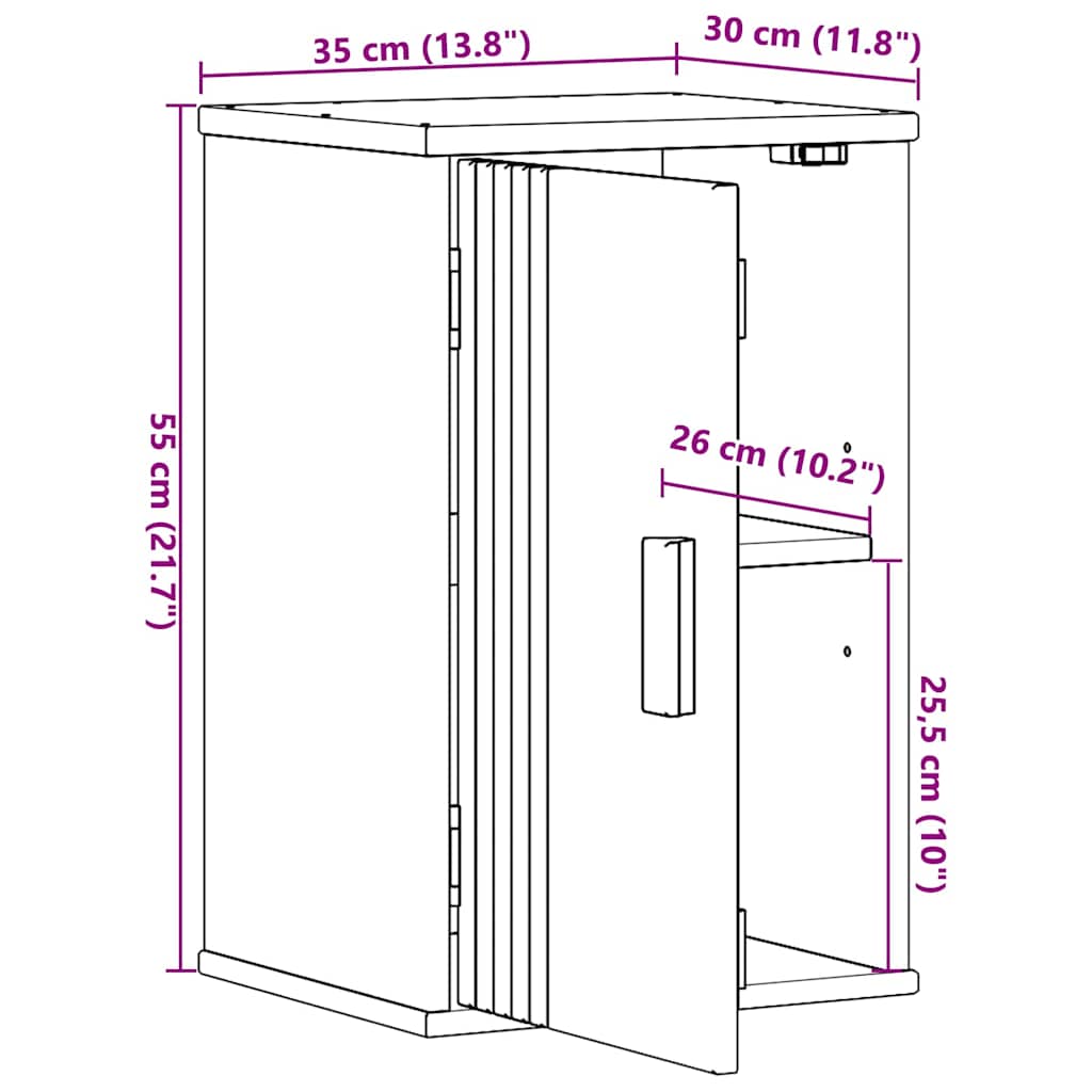 Bathroom Cabinet Olden Brown 35 X 30 X 55 Cm Solid Pine Wood