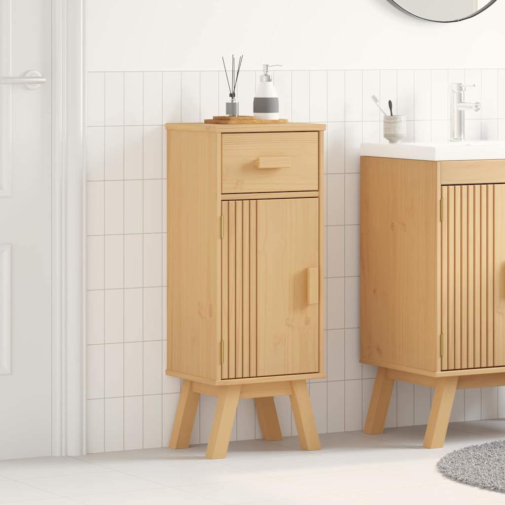 Bathroom Cabinet Olden Brown 35 X 30 X 90 Cm Solid Pine Wood