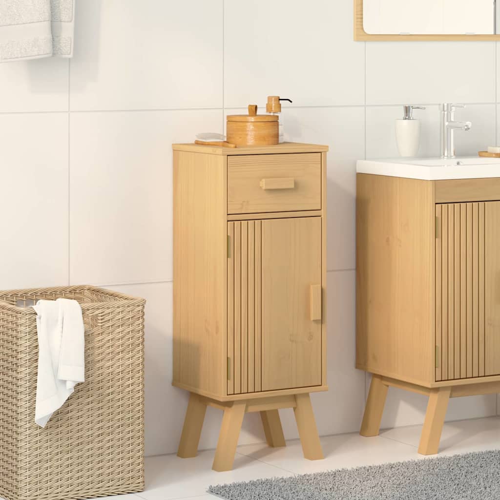 Bathroom Cabinet Olden Brown 35 X 30 X 90 Cm Solid Pine Wood
