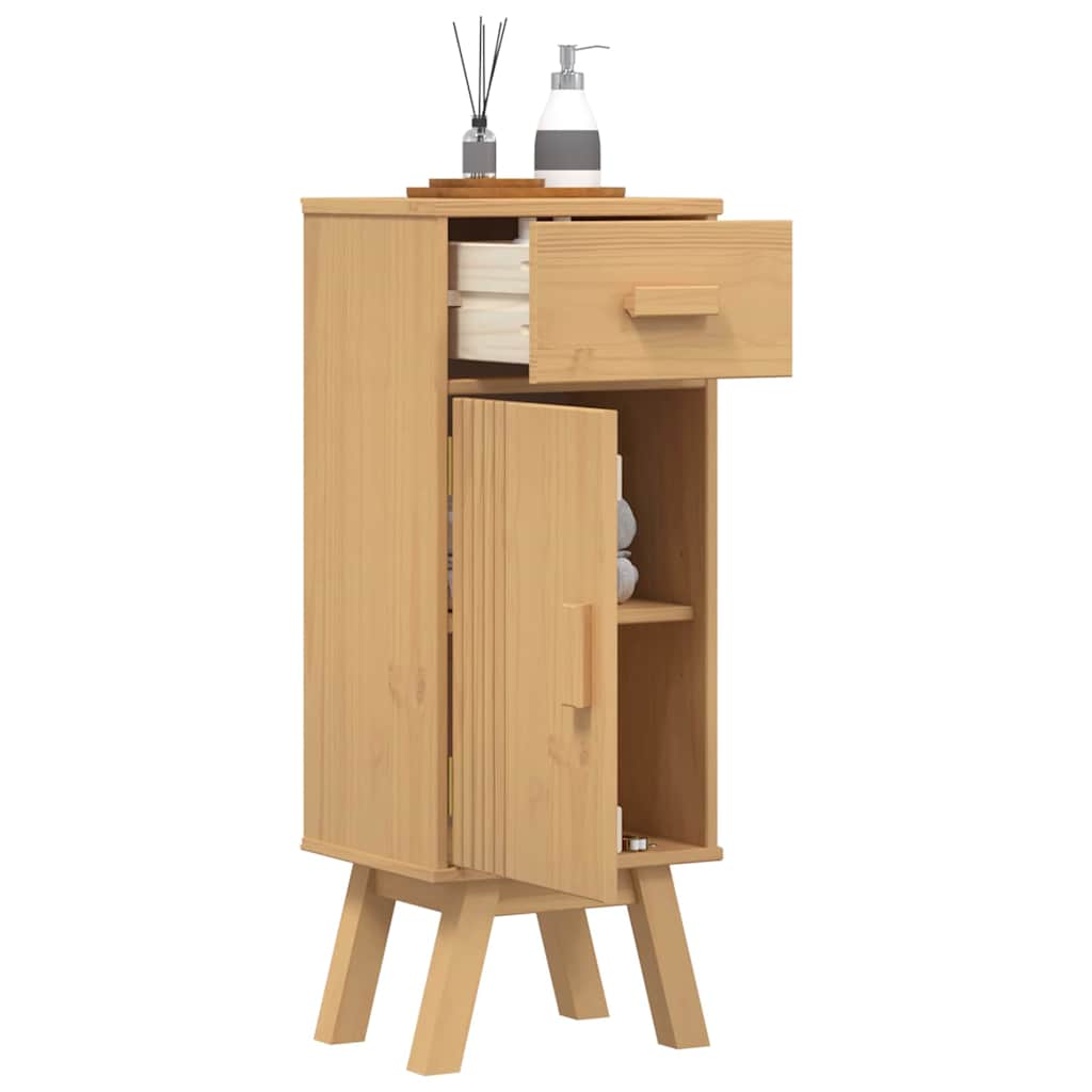 Bathroom Cabinet Olden Brown 35 X 30 X 90 Cm Solid Pine Wood