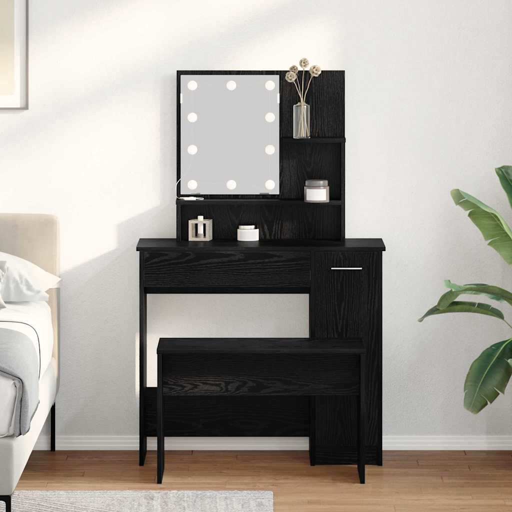 Dressing Table Set With Led Engineered Wood