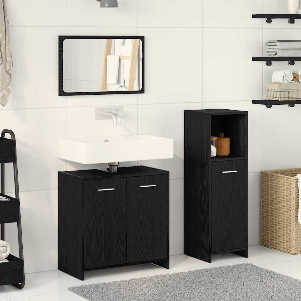 3 Piece Bathroom Furniture Set Engineered Wood