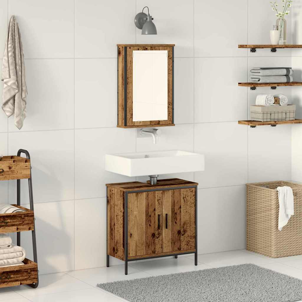 2 Piece Bathroom Furniture Set Engineered Wood