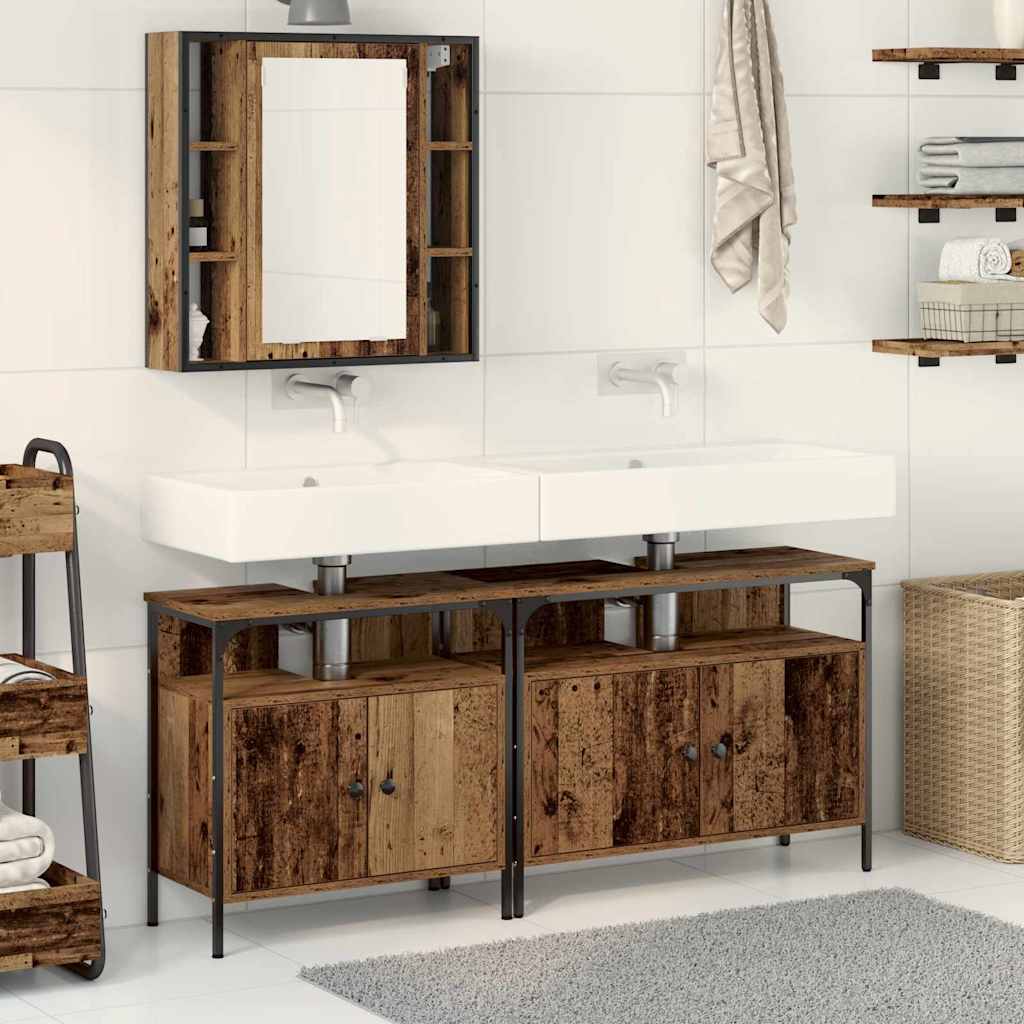 3 Piece Bathroom Cabinet Set Engineered Wood