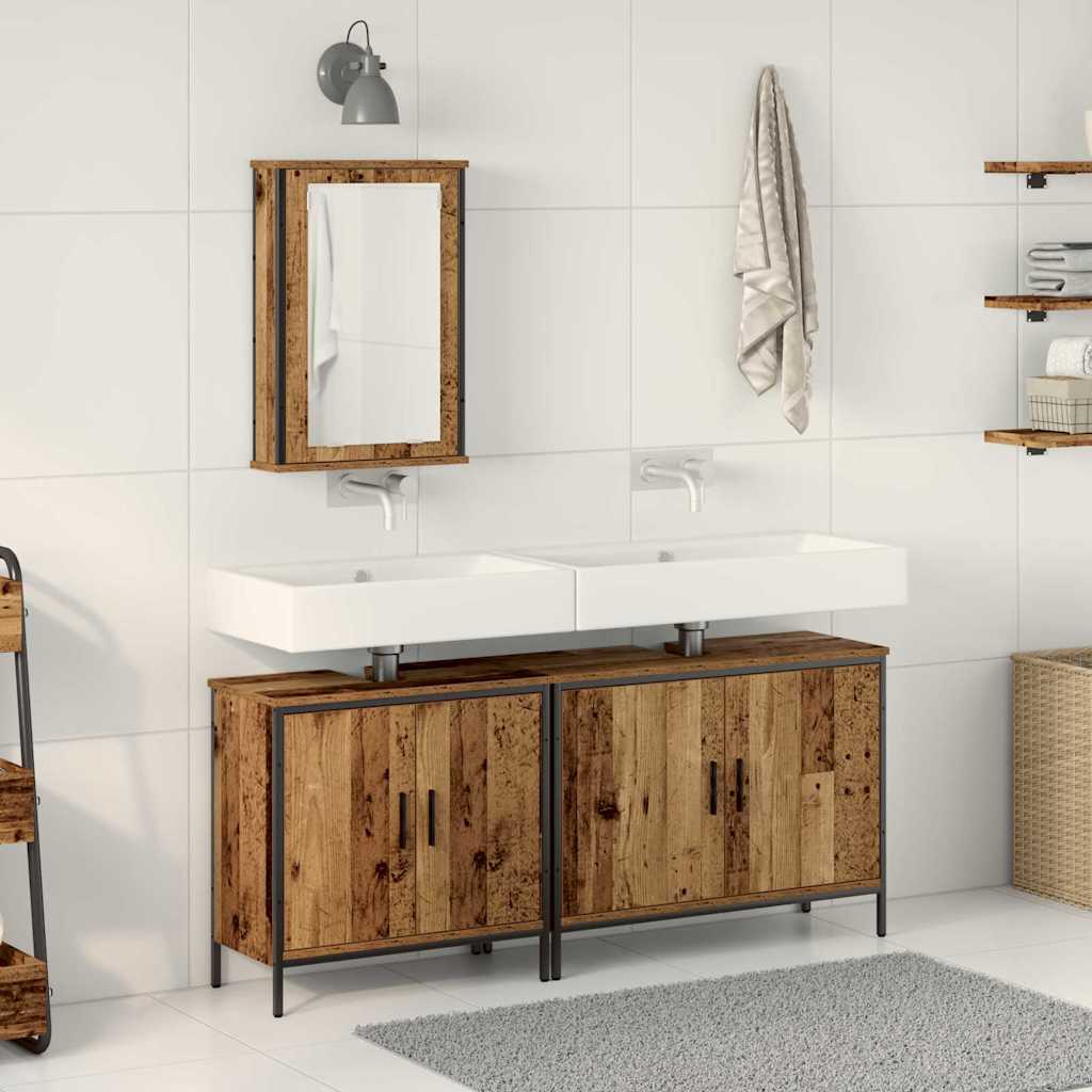 3 Piece Bathroom Furniture Set Engineered Wood