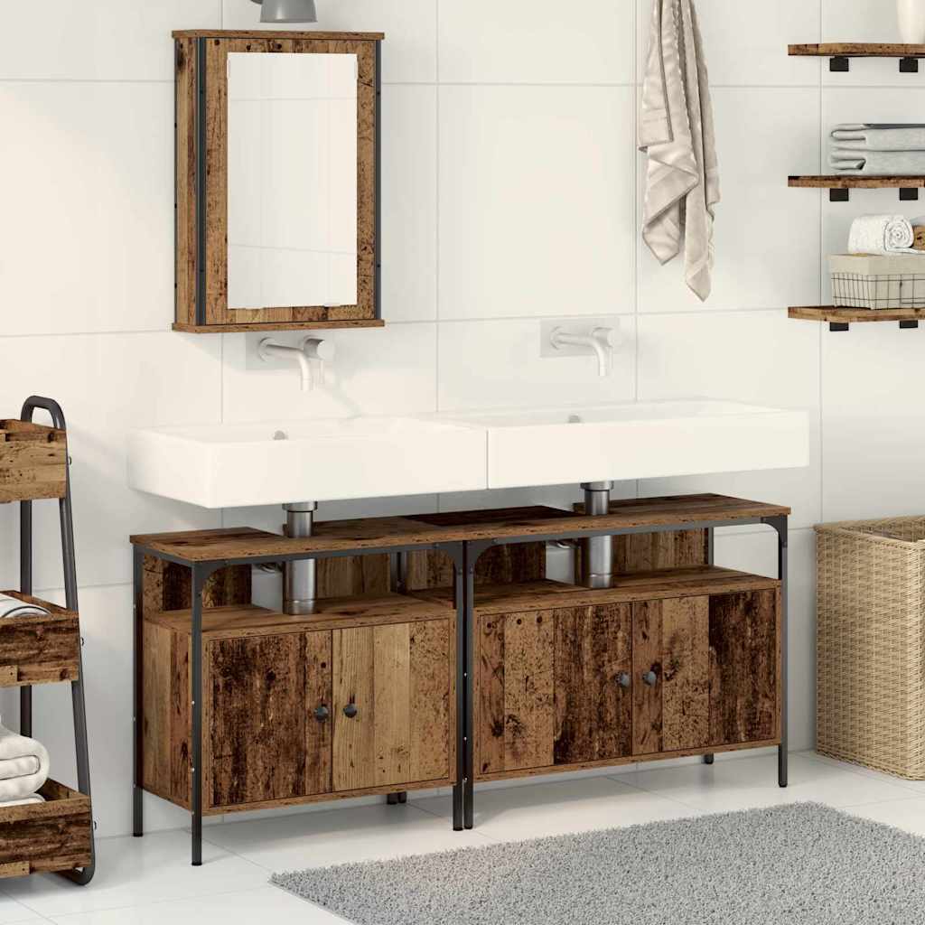 3 Piece Bathroom Furniture Set Engineered Wood