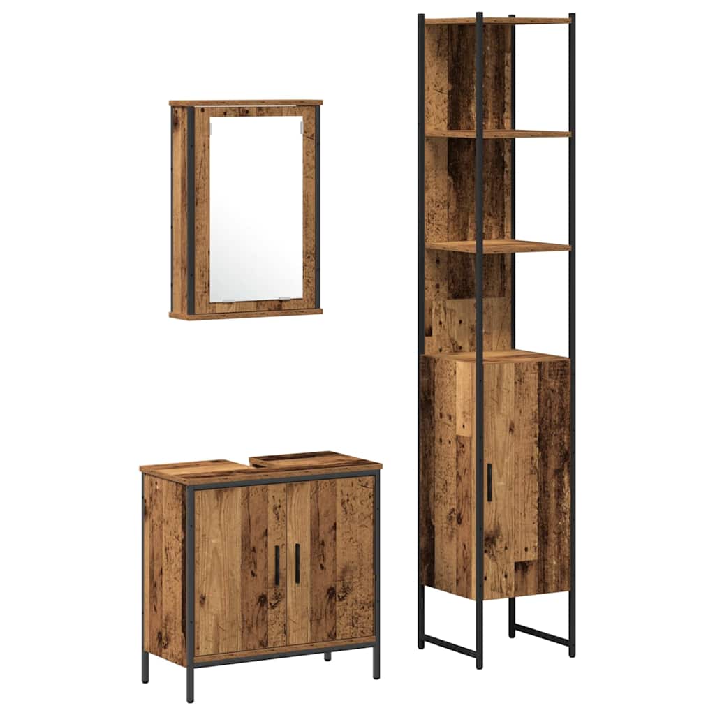 Bathroom Furniture Set With Door 3 Pcs Brown 33 X 33 X 185.5 Cm