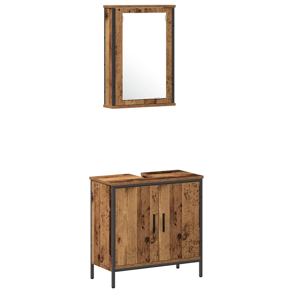 Bathroom Furniture Set With Door 3 Pcs Brown 33 X 33 X 185.5 Cm