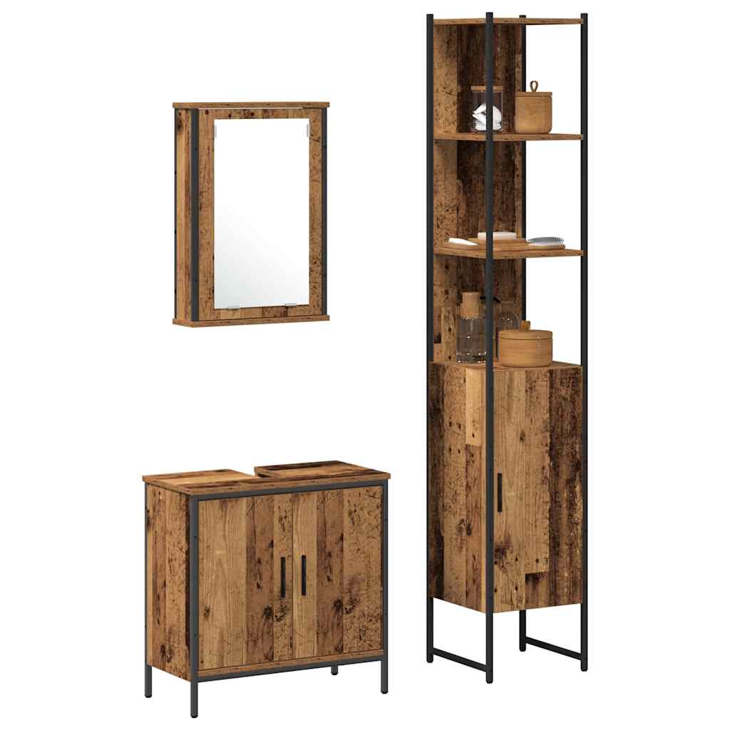 Bathroom Furniture Set With Door 3 Pcs Brown 33 X 33 X 185.5 Cm