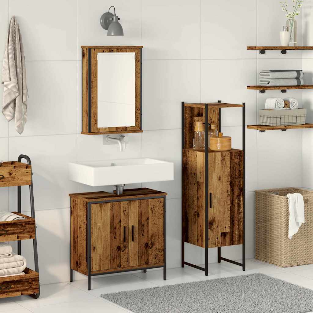 3 Piece Bathroom Furniture Set Engineered Wood