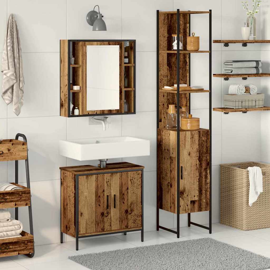 3 Piece Bathroom Cabinet Set Engineered Wood