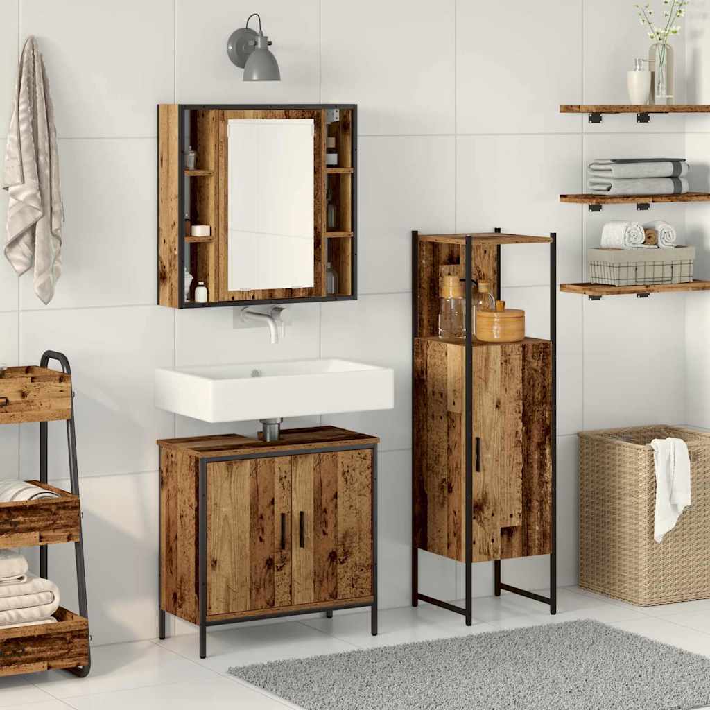 3 Piece Bathroom Cabinet Set Engineered Wood