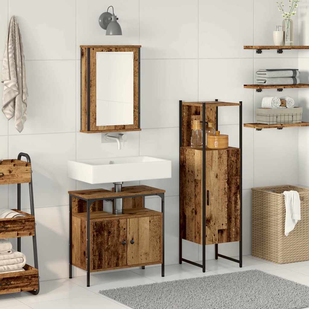 3 Piece Bathroom Furniture Set Engineered Wood