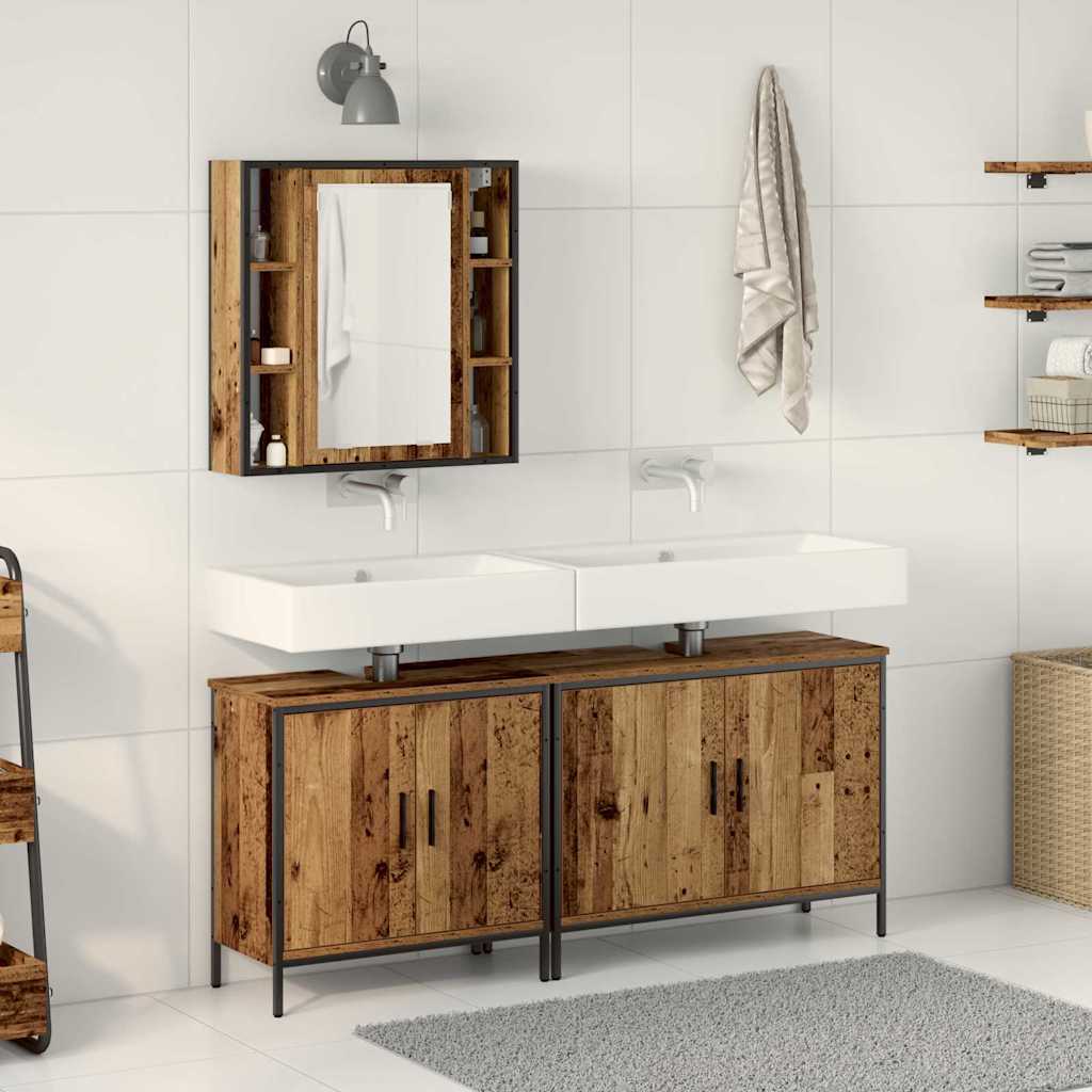3 Piece Bathroom Cabinet Set Engineered Wood