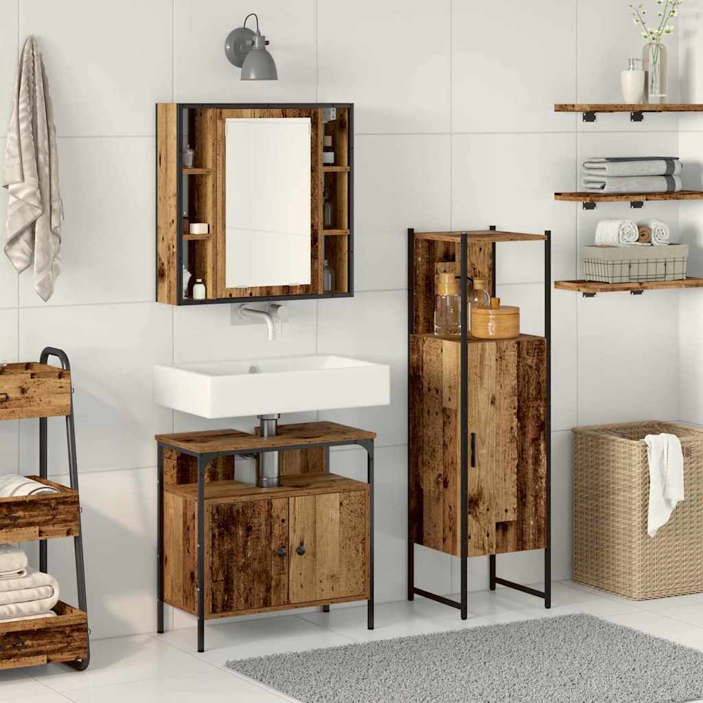 3 Piece Bathroom Cabinet Set Engineered Wood