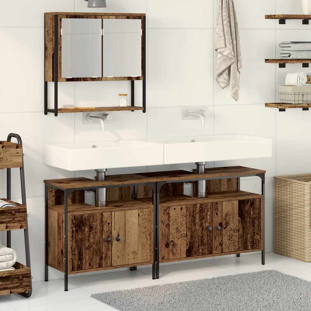 Bathroom Furniture Set With Storage 3 Pcs Black 80 X 30 X 60 Cm