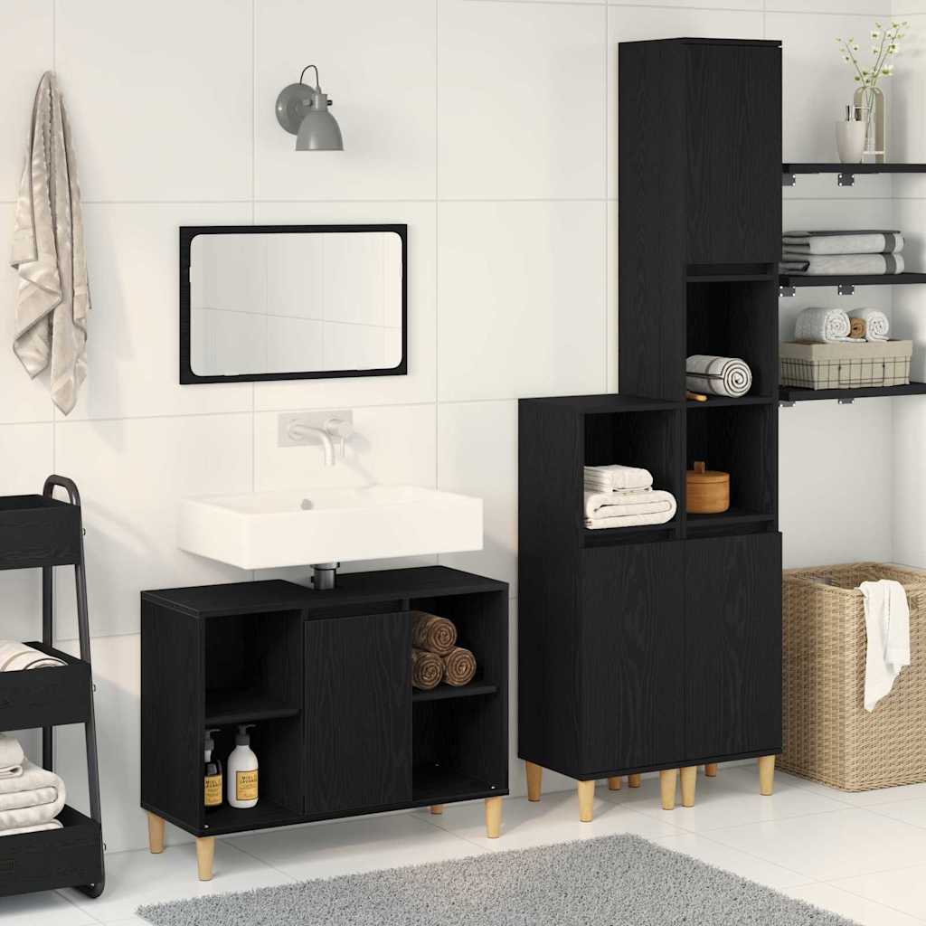 3 Piece Bathroom Furniture Set Engineered Wood