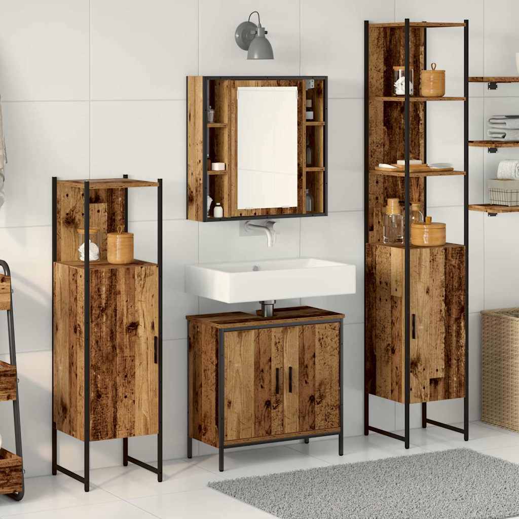 4 Piece Bathroom Cabinet Set Engineered Wood