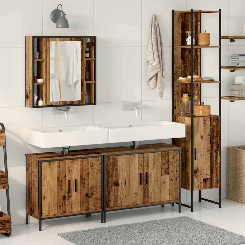 4 Piece Bathroom Cabinet Set Engineered Wood