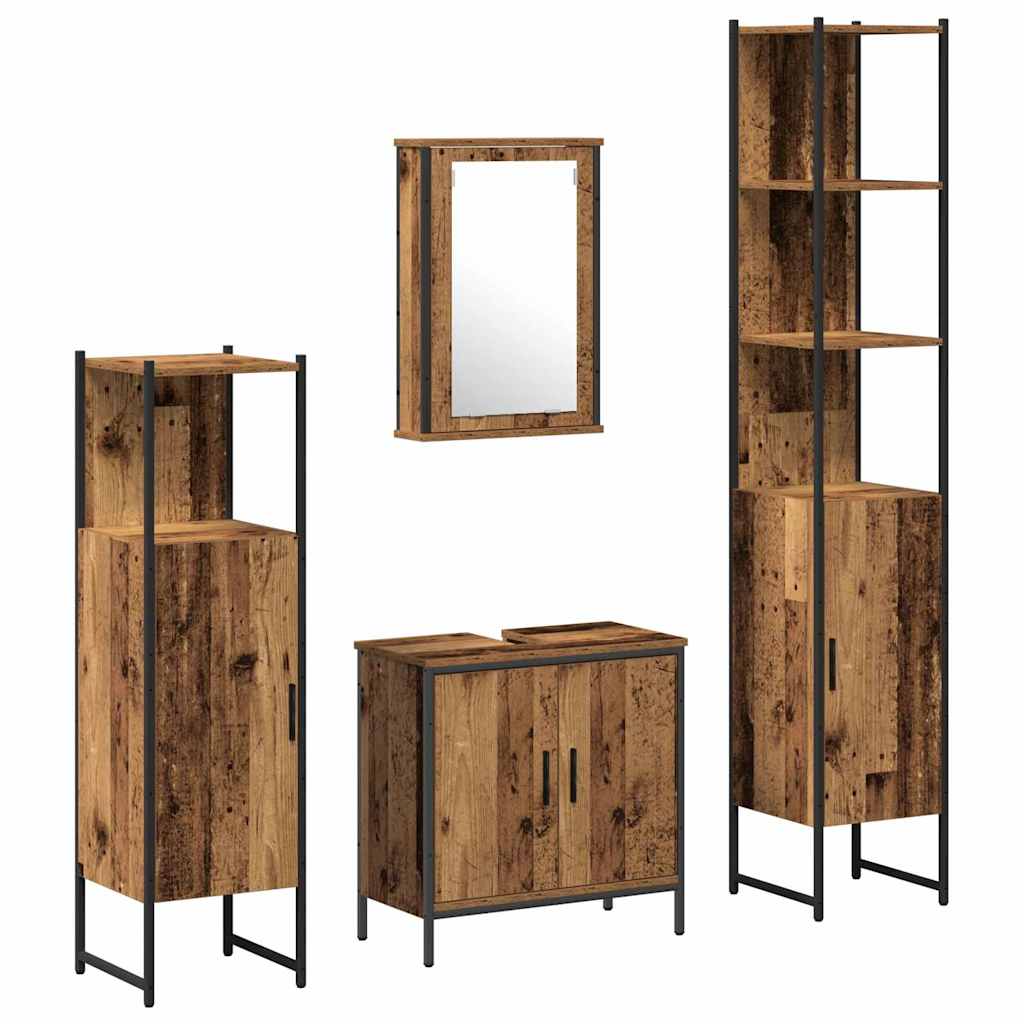 Bathroom Furniture Set With Door 4 Pcs Brown 33 X 33 X 185.5 Cm