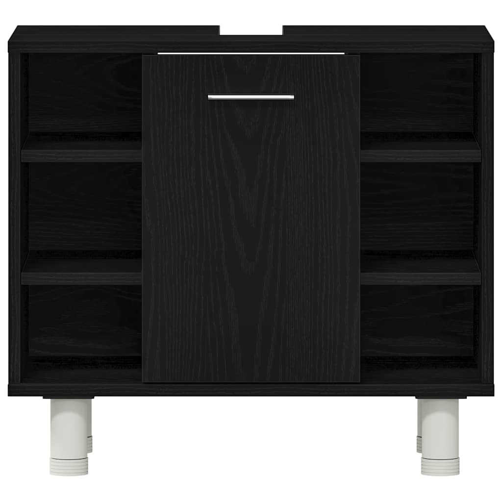 Bathroom Furniture Set With Shelf 3 Pcs Black 30 X 30 X 99.5 Cm