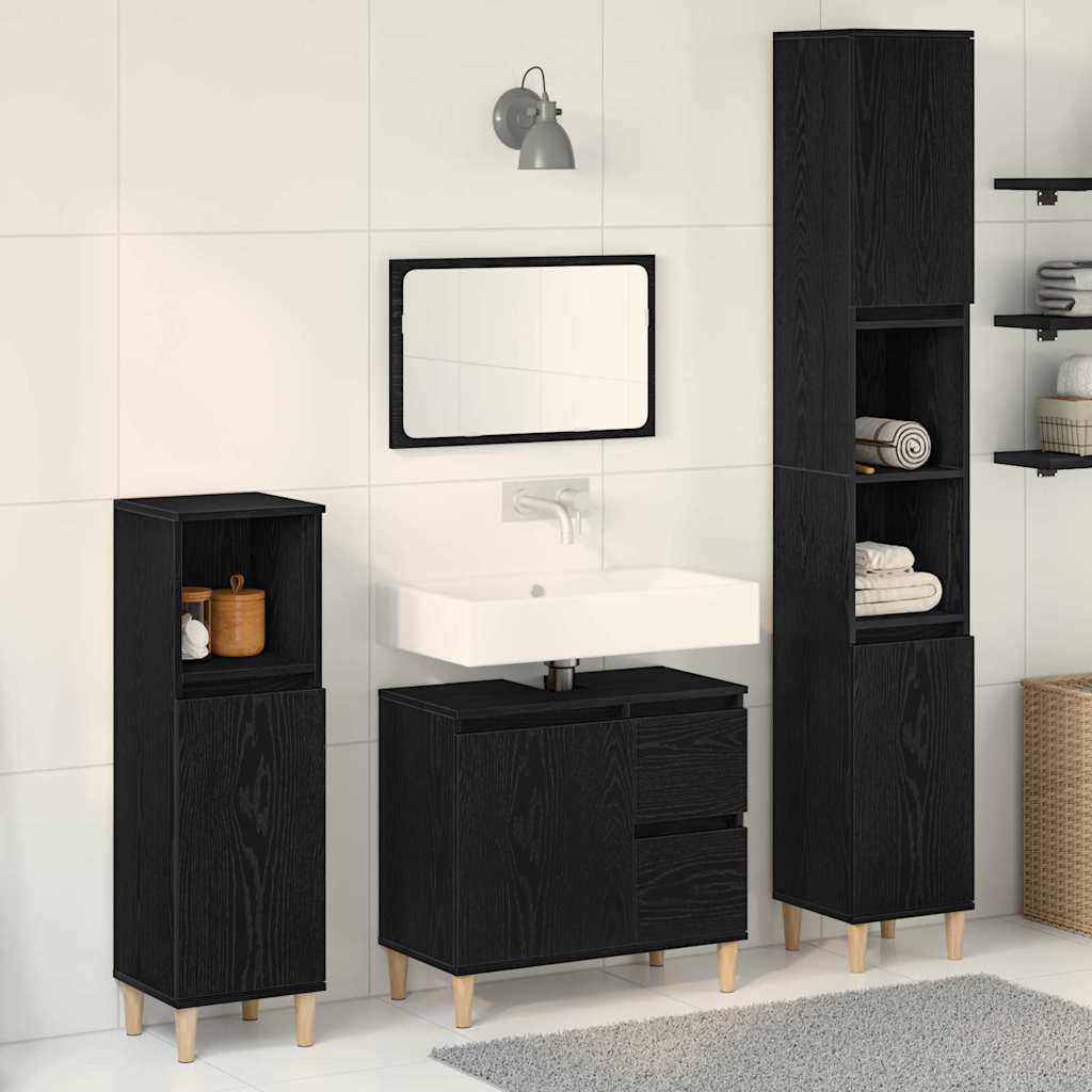 3 Piece Bathroom Cabinet Set Engineered Wood