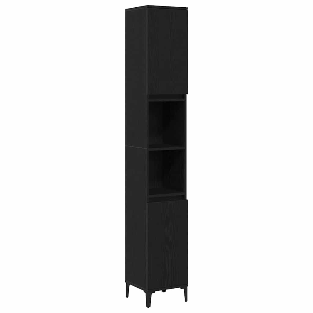 Bathroom Furniture Set With Drawer 3 Pcs Black 30 X 30 X 180 Cm