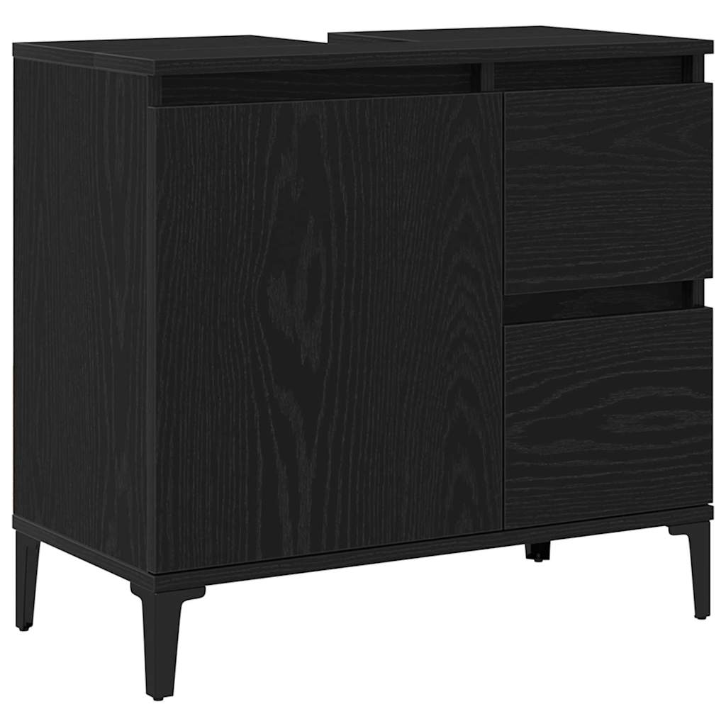 Bathroom Furniture Set With Drawer 3 Pcs Black 30 X 30 X 180 Cm
