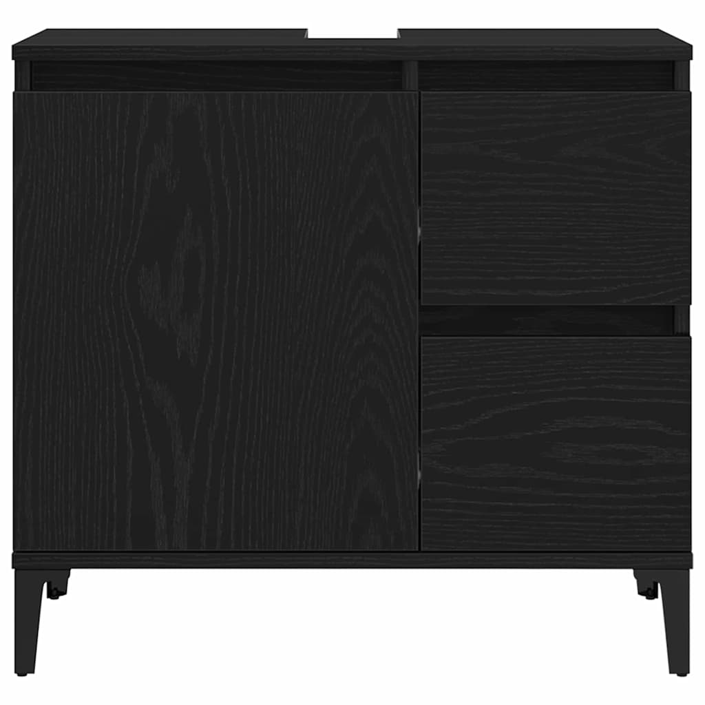 Bathroom Furniture Set With Drawer 3 Pcs Black 30 X 30 X 180 Cm