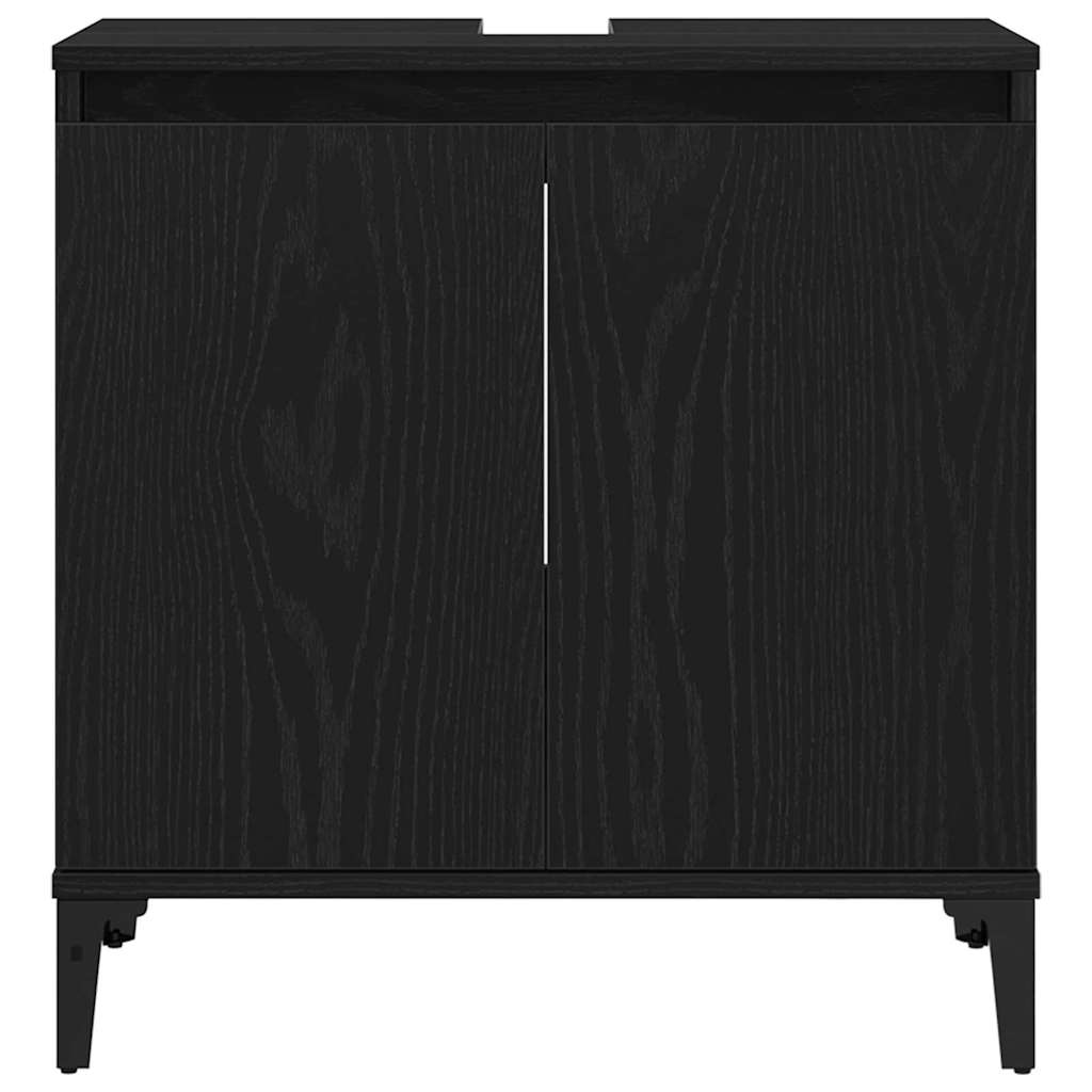 Bathroom Furniture Set With Door 3 Pcs Black 30 X 30 X 180 Cm