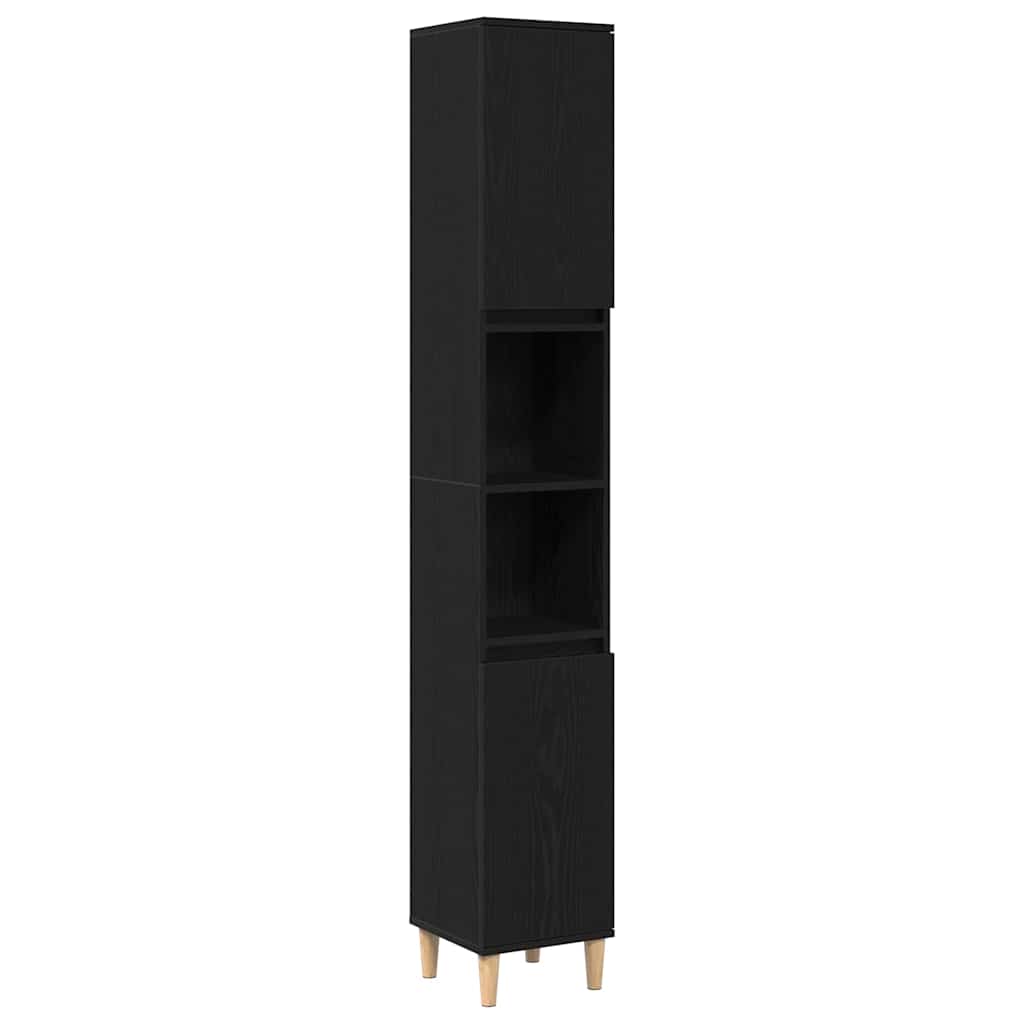Bathroom Furniture Set With Drawer 3 Pcs Black 30 X 30 X 180 Cm