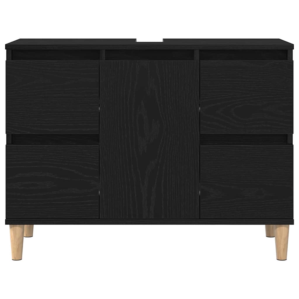 Bathroom Furniture Set With Drawer 3 Pcs Black 30 X 30 X 180 Cm