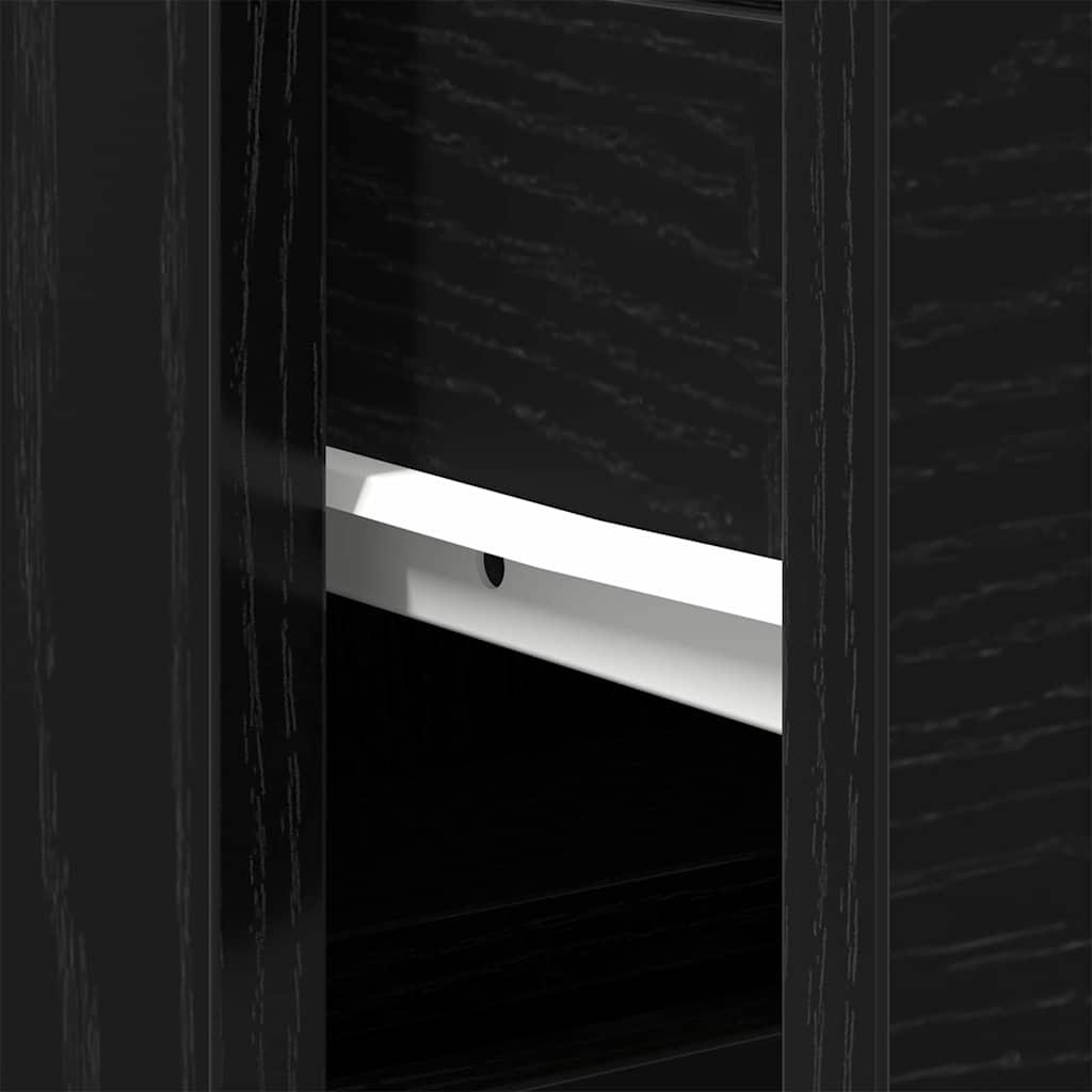 Bathroom Furniture Set With Drawer 3 Pcs Black 30 X 30 X 180 Cm