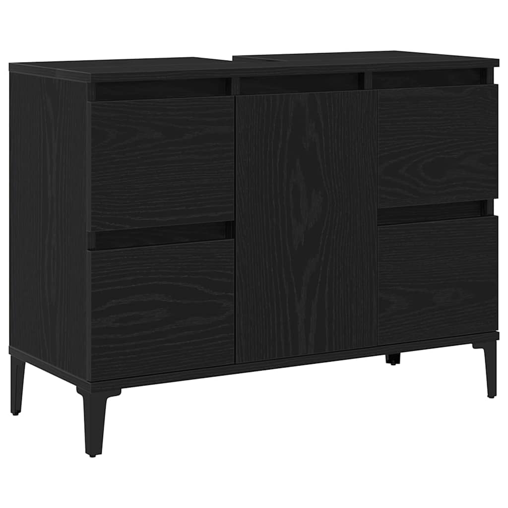 Bathroom Furniture Set With Drawer 3 Pcs Black 30 X 30 X 180 Cm