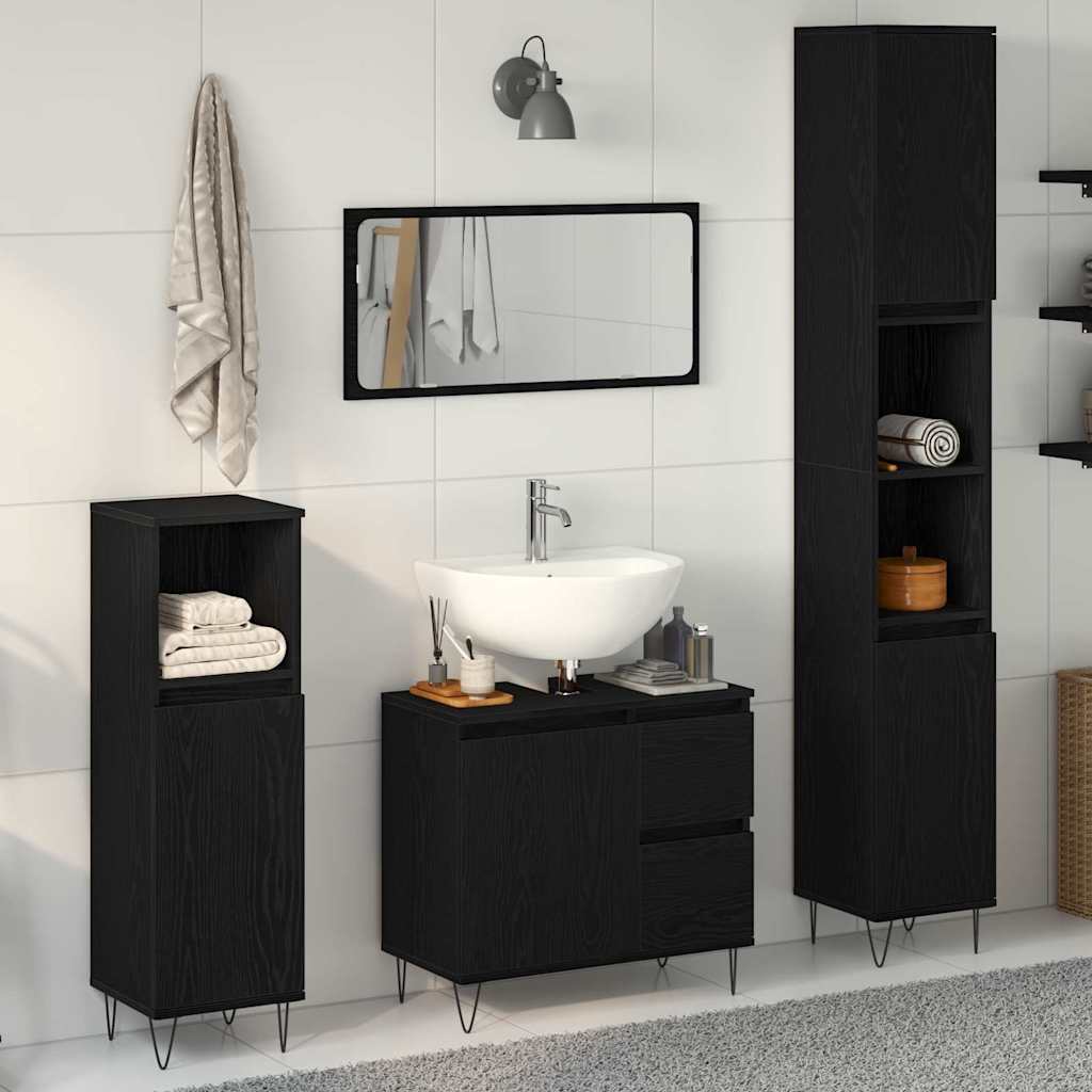 3 Piece Bathroom Furniture Set Engineered Wood