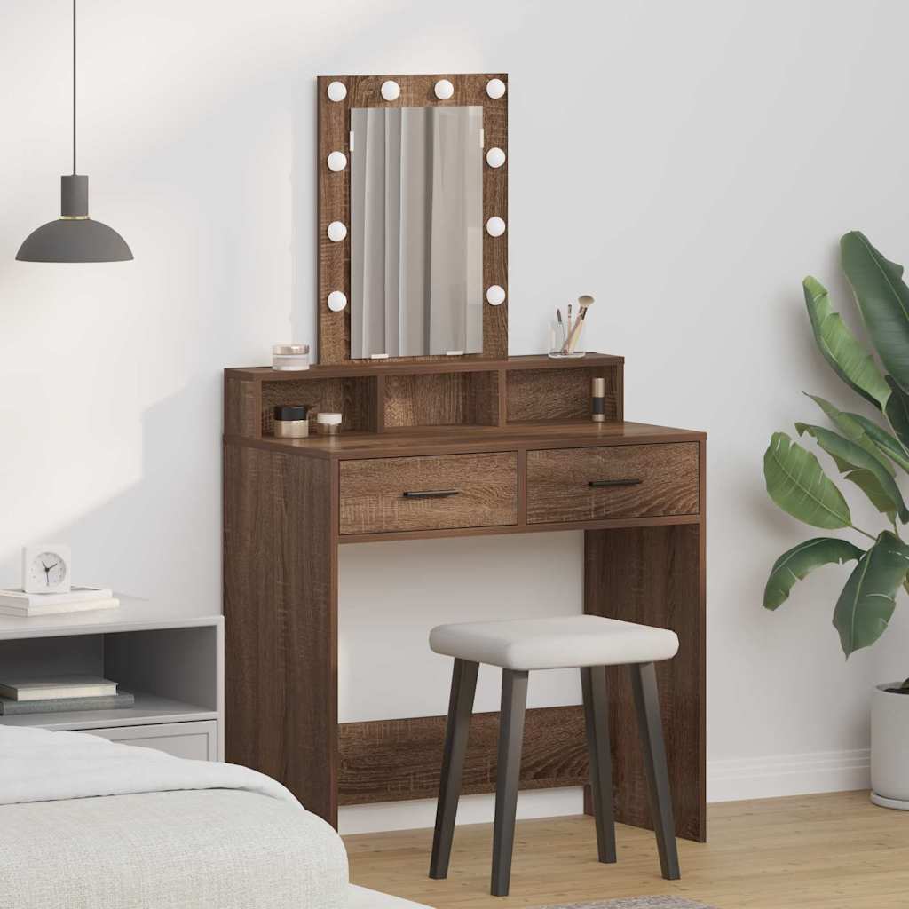 Dressing Table Brown Engineered Wood