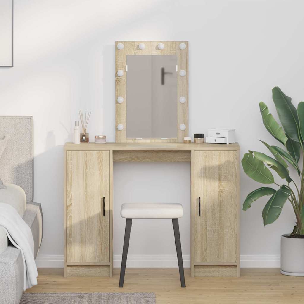 Dressing Table Brown 102 X 33 X 135 Cm Engineered Wood